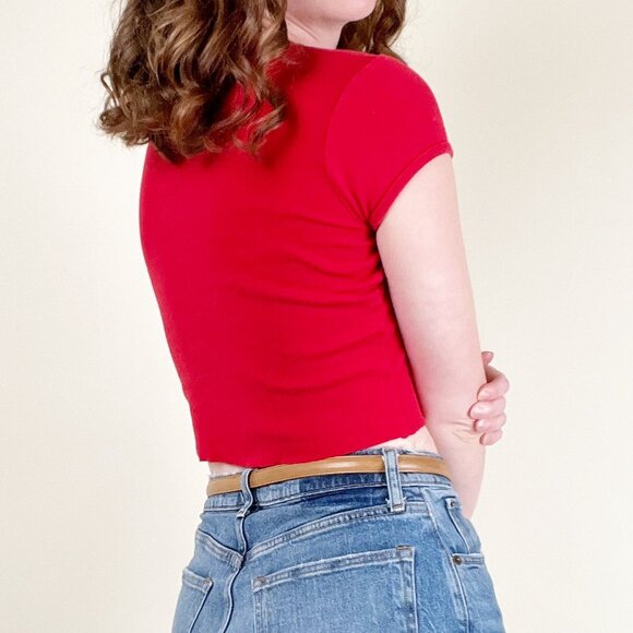 Vintage 90s Y2K Baby Tee Cropped Top Crop Graphic T-Shirt Fitted Sexy 90's 2000s - Picture 2 of 7